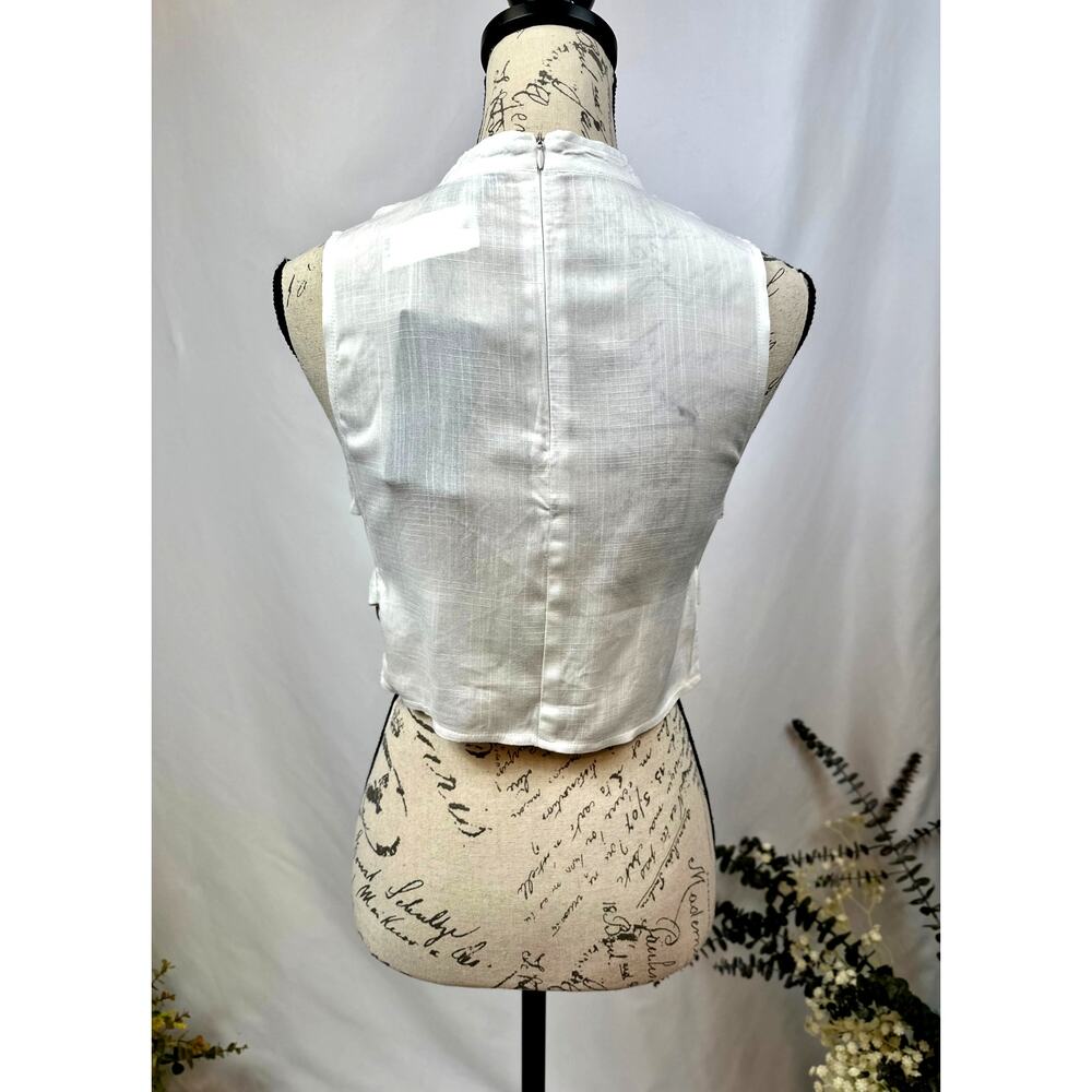 Charms Fashion Choker Crop Top V-Neck Rings on Each Side White M - Picture 9 of 16